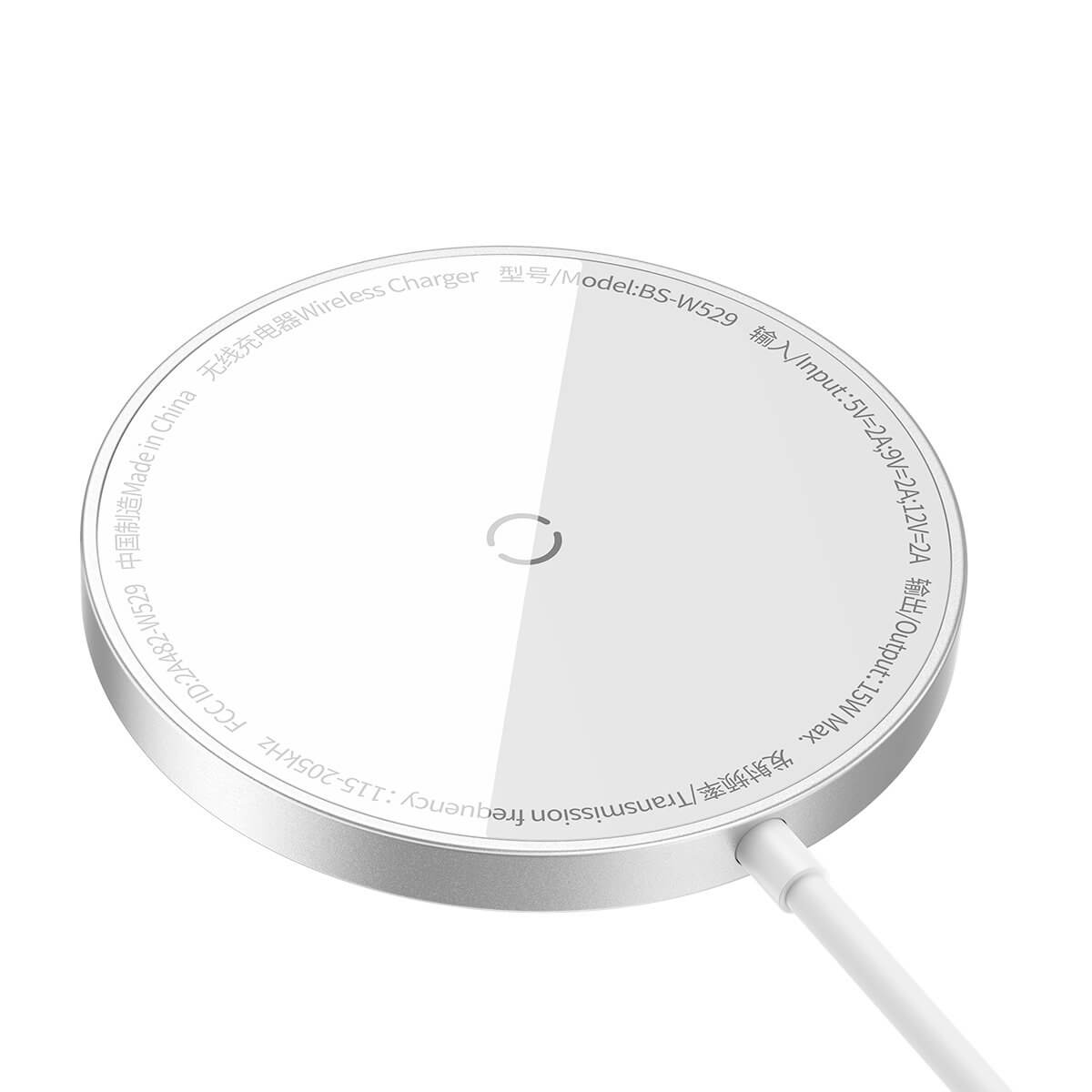 Baseus Simple Mini3 BS - W529 Ασύρματος Φορτιστής MagSafe με Καλώδιο Type - C 15W - Silver - CCJJ040012