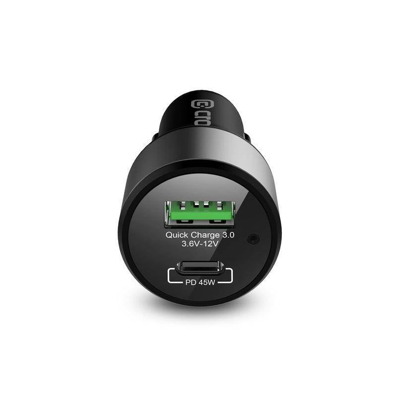 Crong Power 63W Φορτιστής Αυτοκινήτου Γρήγορης Φόρτισης με 1 Θύρα Type - C και 1 Θύρα USB - Black