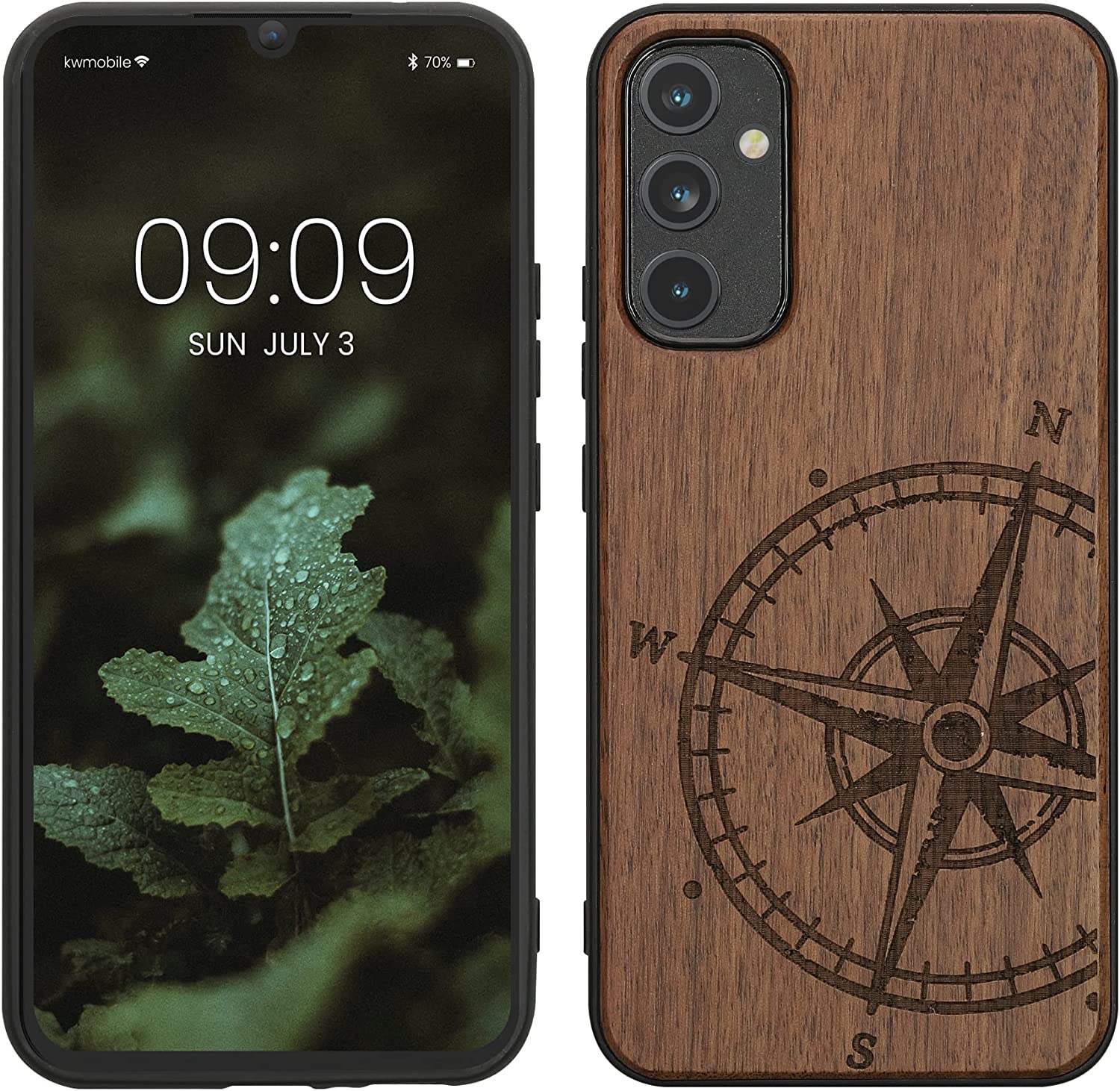 KW Samsung Galaxy A34 5G Θήκη από Φυσικό Ξύλο - Design Compass Vintage - Dark Brown - 60813.01