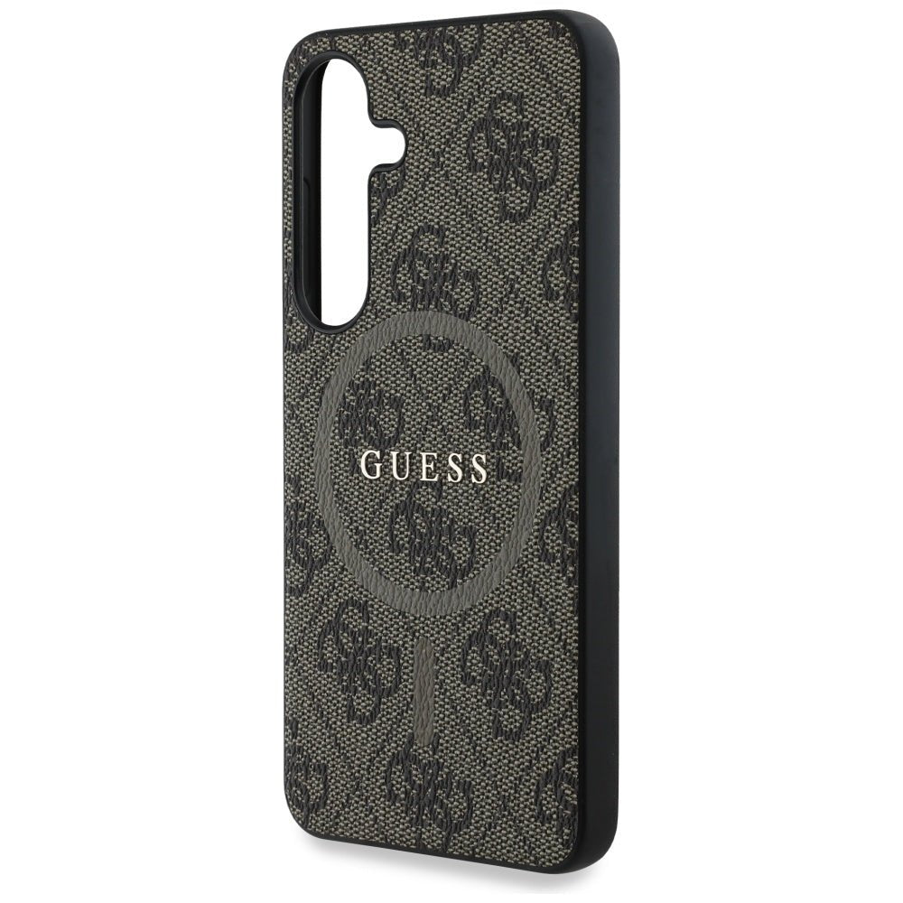 Guess Samsung Galaxy S25 - Leather 4G Colored Ring Classic Logo - MagSafe Θήκη με Επένδυση Συνθετικού Δέρματος - Brown - GUHMS25SG4GFRW