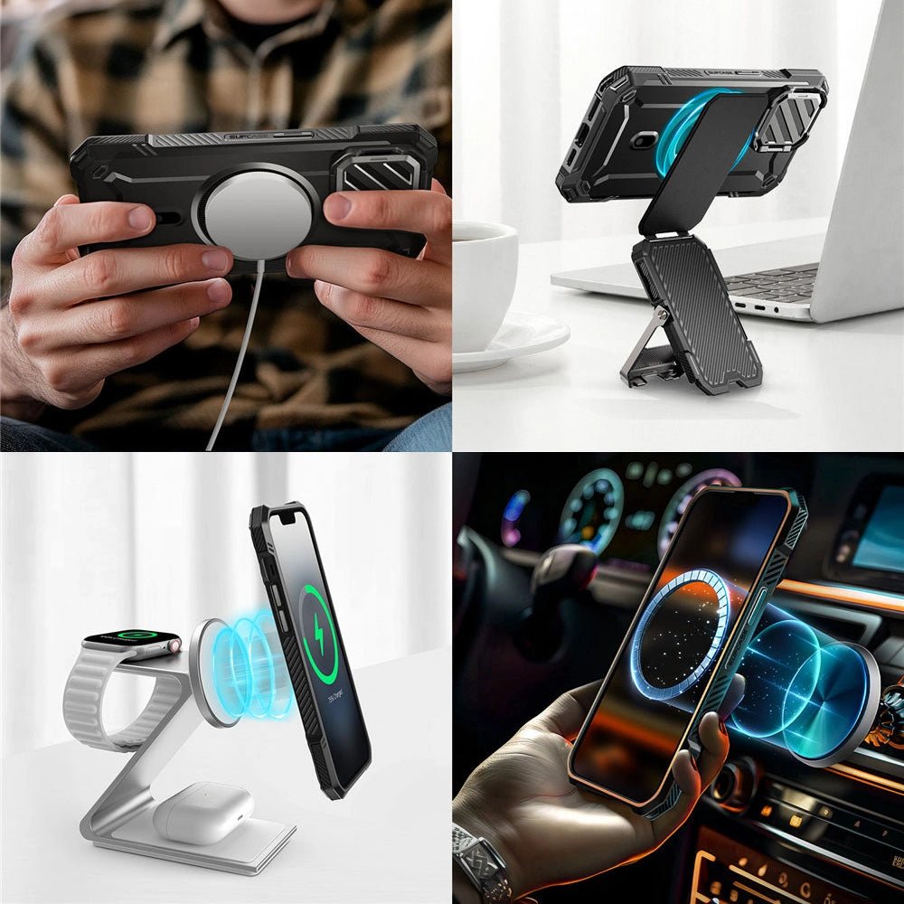 Supcase iPhone 16e UB XT Mag Σκληρή Θήκη με Ανοιγόμενο Κάλυμμα Κάμερας / Stand και Magsafe - Black