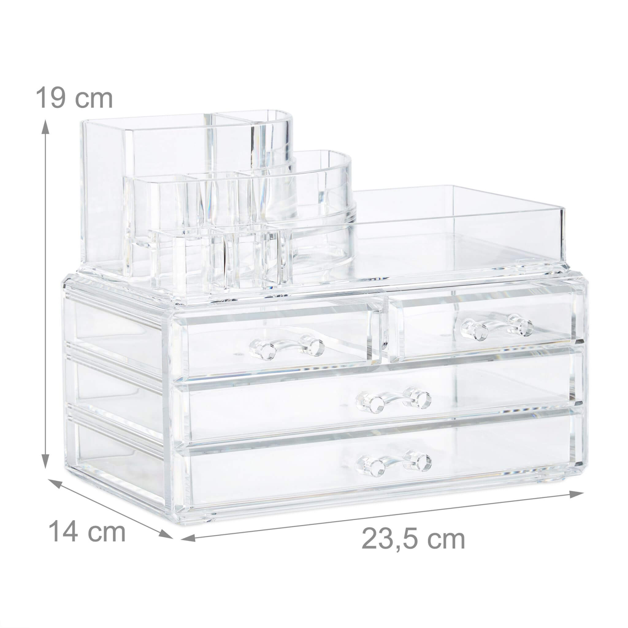 Relaxdays Ακρυλικός Οργανωτής Καλλυντικών με 4 Συρτάρια - Διάφανος - 4052025949310