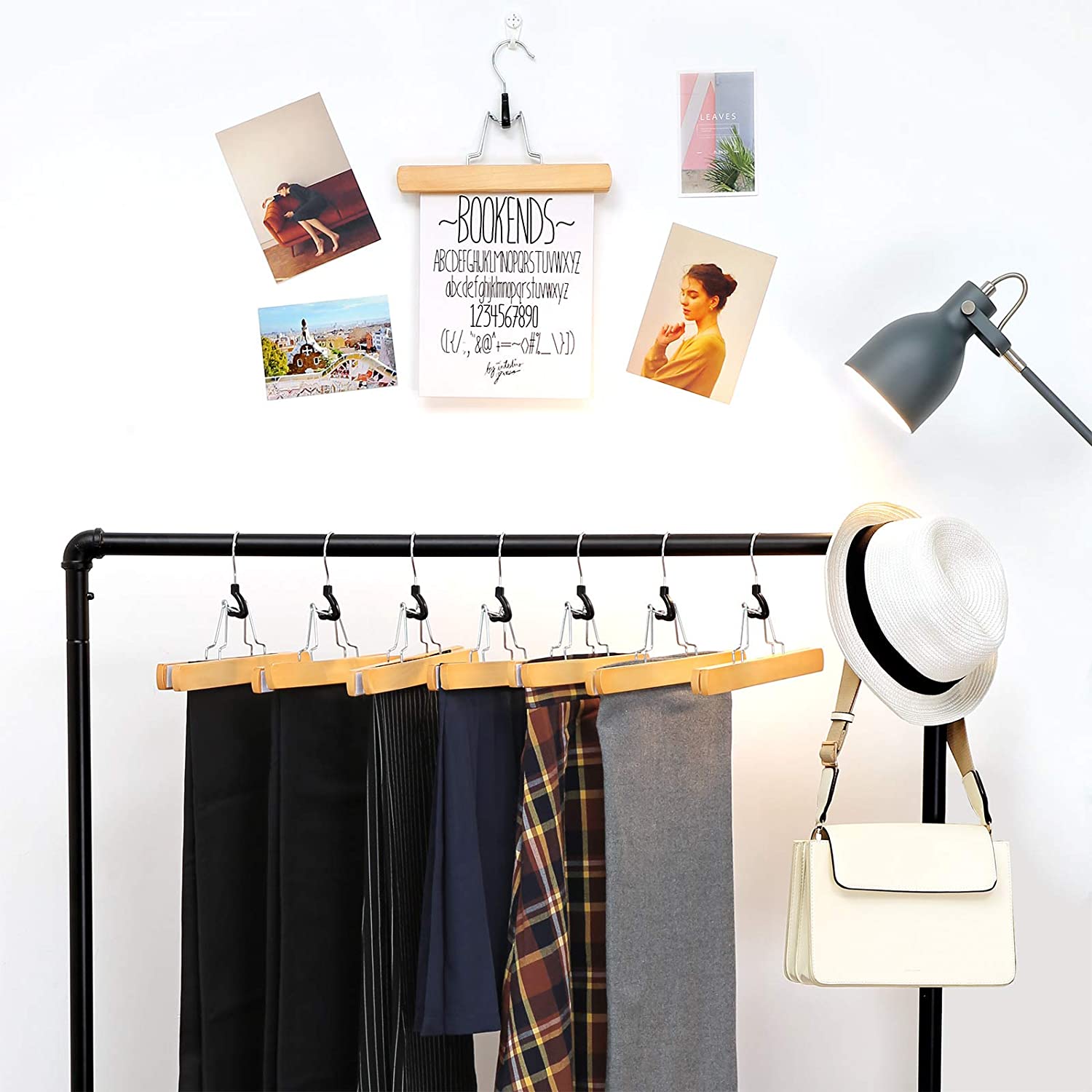 Songmics Σετ με 12 Ξύλινες Κρεμάστρες Παντελονιών - Natural - CRW007 - 12