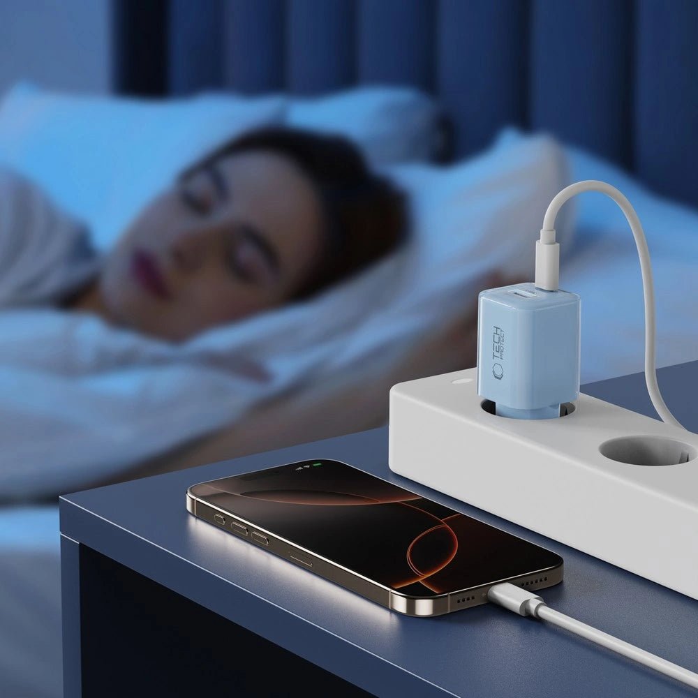 Tech - Protect NCM33W QC3.0 Οικιακός Φορτιστής Γρήγορης Φόρτισης με 1 Θύρα USB και 1 Θύρα Type - C - Baby Blue