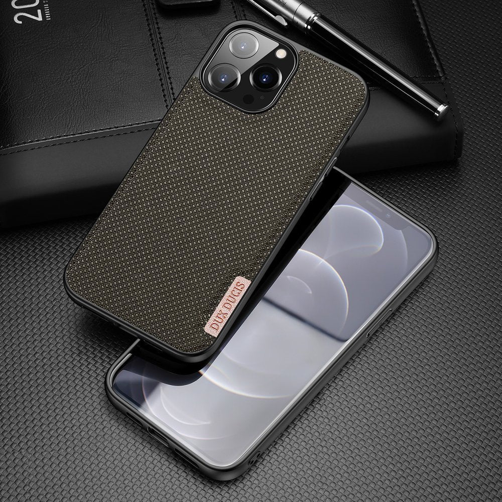 Dux Ducis iPhone 13 Pro Max Fino Series Σκληρή Θήκη με Πλαίσιο Σιλικόνης και Επένδυση από Ύφασμα - Green
