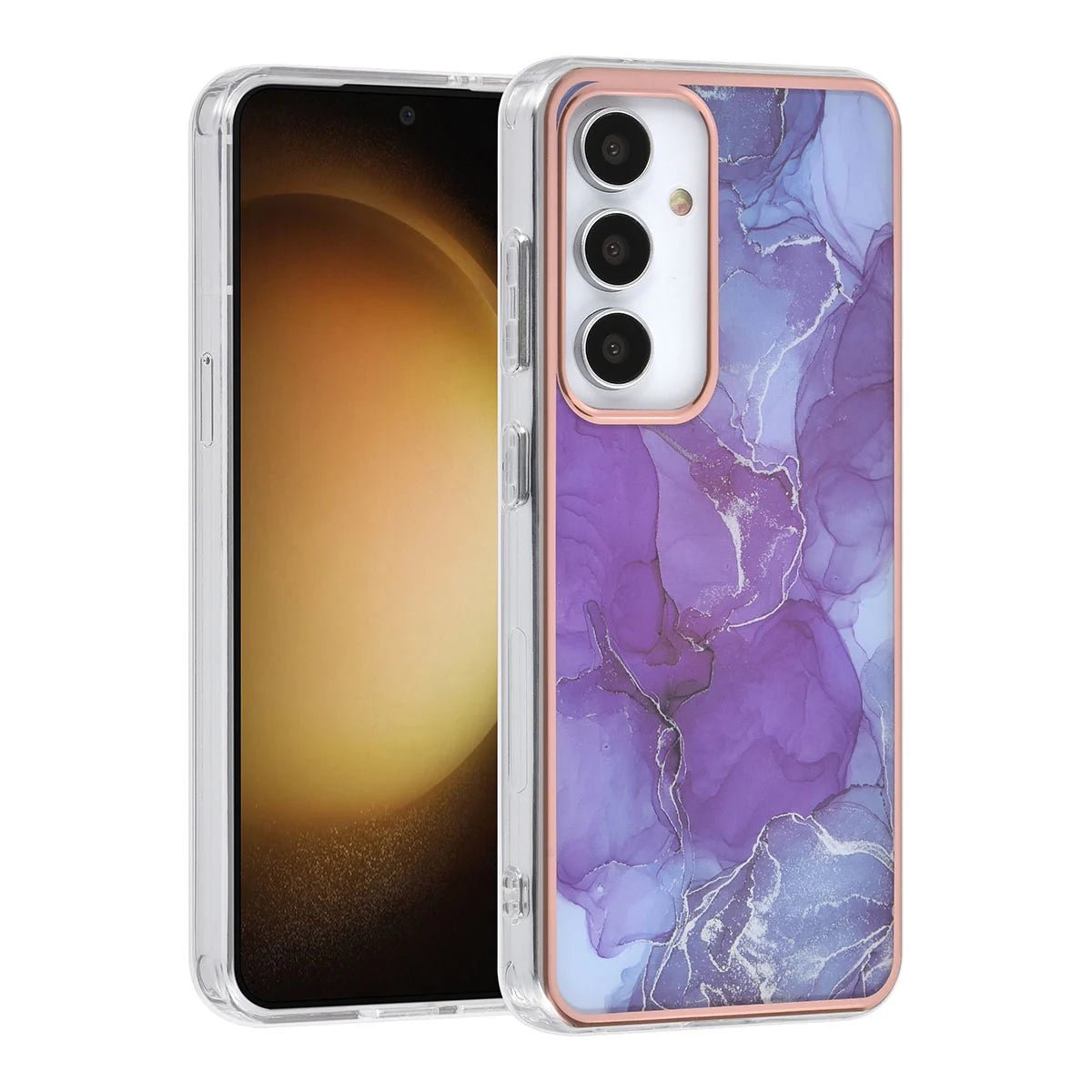 Tuniq Samsung Galaxy S24 - Σκληρή Θήκη με Πλαίσιο Σιλικόνης - Σχέδιο Μάρμαρο - Μοβ