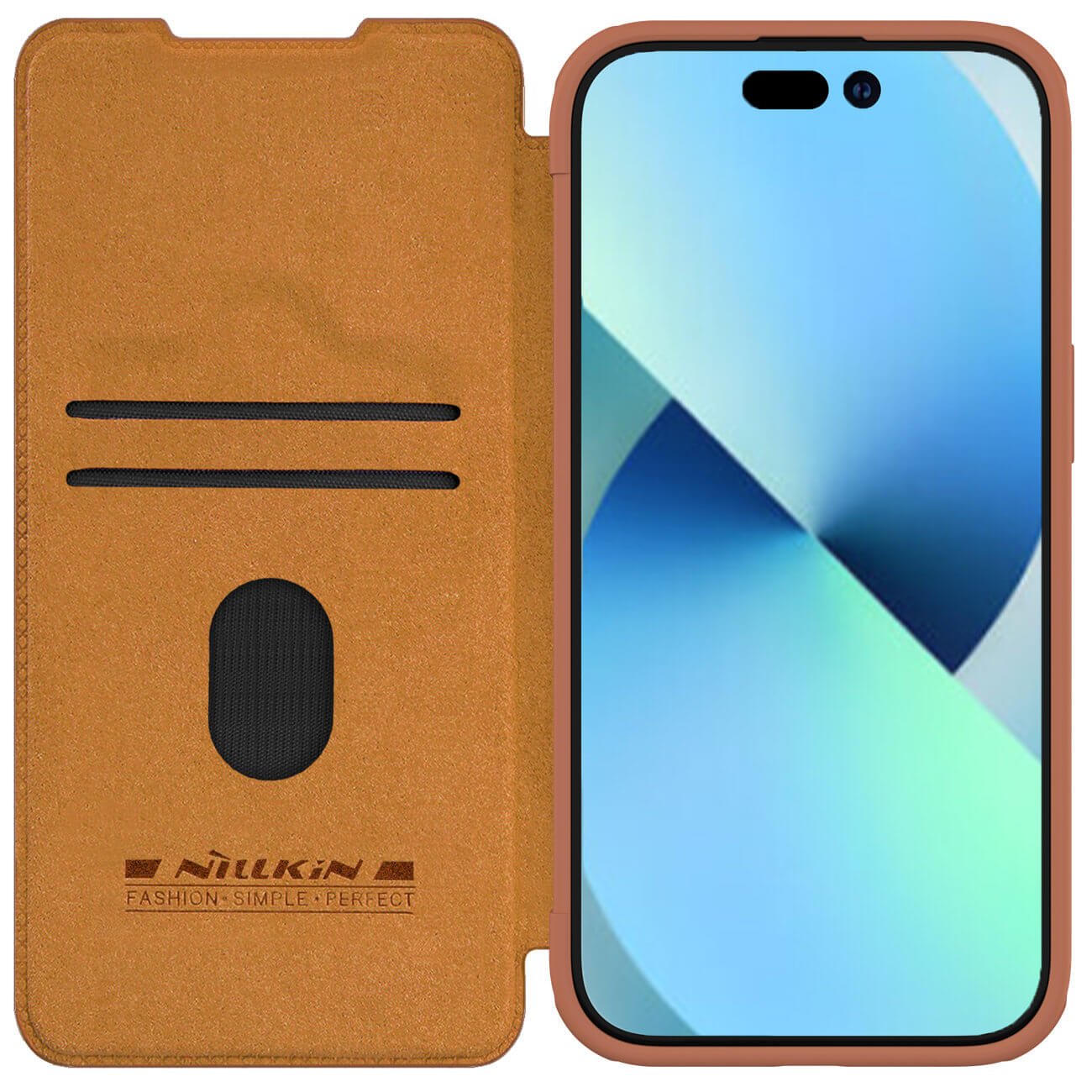 Nillkin iPhone 15 Plus Qin Pro Leather Θήκη Βιβλίο με Κάλυμμα για την Κάμερα - Brown