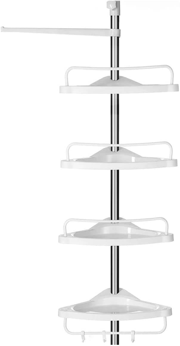 Songmics Γωνιακή Πλαστική Ραφιέρα Ντουζιέρας με Μεταλλικό Σκελετό - White / Silver - BCB02SW