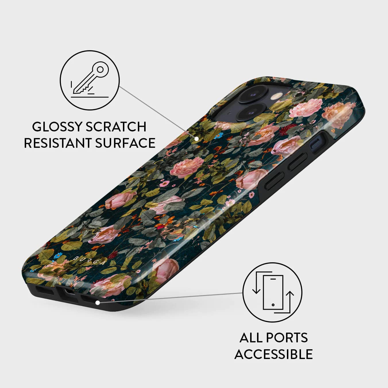 Burga iPhone 15 Plus Fashion Tough MagSafe Σκληρή Θήκη με MagSafe - Bloomy Garden
