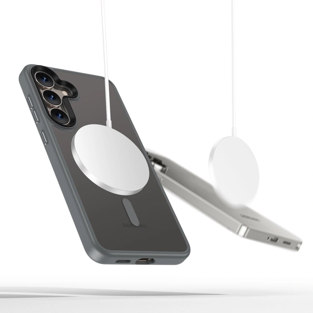 Tech - Protect Samsung Galaxy S25 MagMat Σκληρή Θήκη με Πλαίσιο Σιλικόνης και MagSafe - Matte Titanium / Ημιδιάφανη