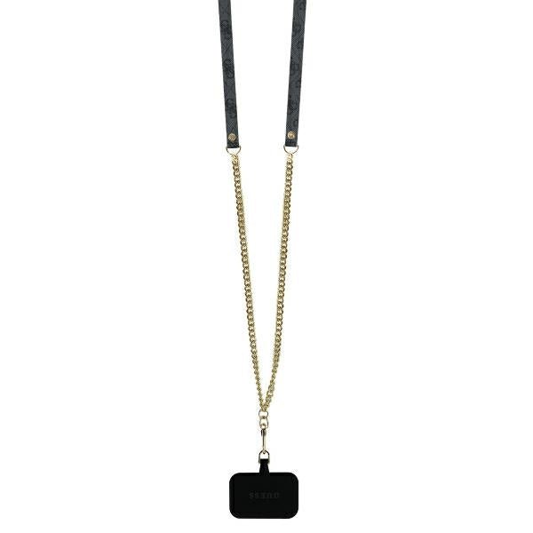 Guess iPhone 16 Pro Max - Leather Metal Logo Strass Crossbody - Θήκη με Επένδυση Συνθετικού Δέρματος και Λουράκι - Black - GUHCP16XP4TDSCPK