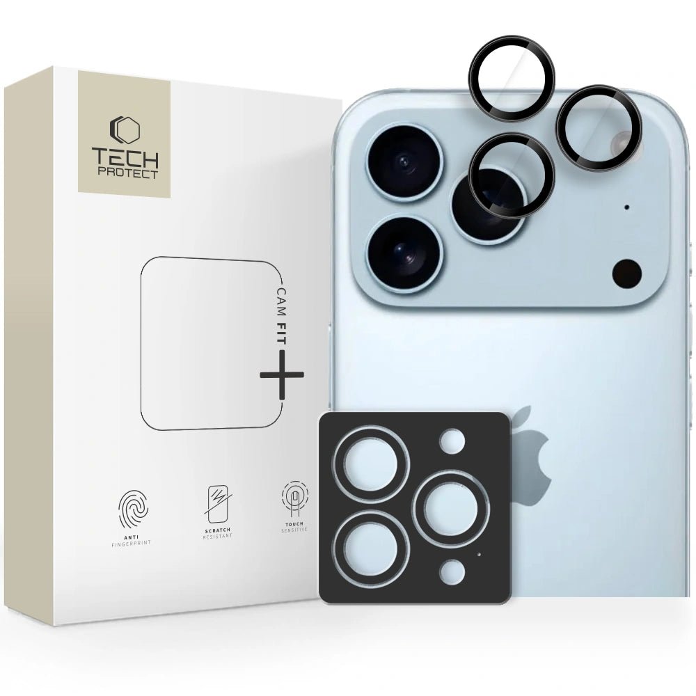 Tech - Protect iPhone 14 Pro / 14 Pro Max / 15 Pro / 15 Pro Max / 16 Pro / 16 Pro Max / 17 Pro / 17 Pro Max Camring Fit+ Αντιχαρακτικό Γυαλί για την Κάμερα - Black