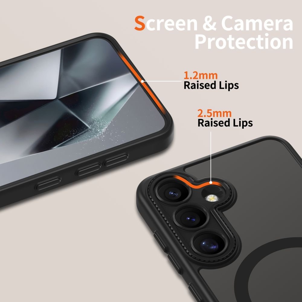 Tech - Protect Samsung Galaxy S25 MagCam - MagSafe Σκληρή Θήκη με Πλαίσιο Σιλικόνης και Προστασία Κάμερας - Matte Black