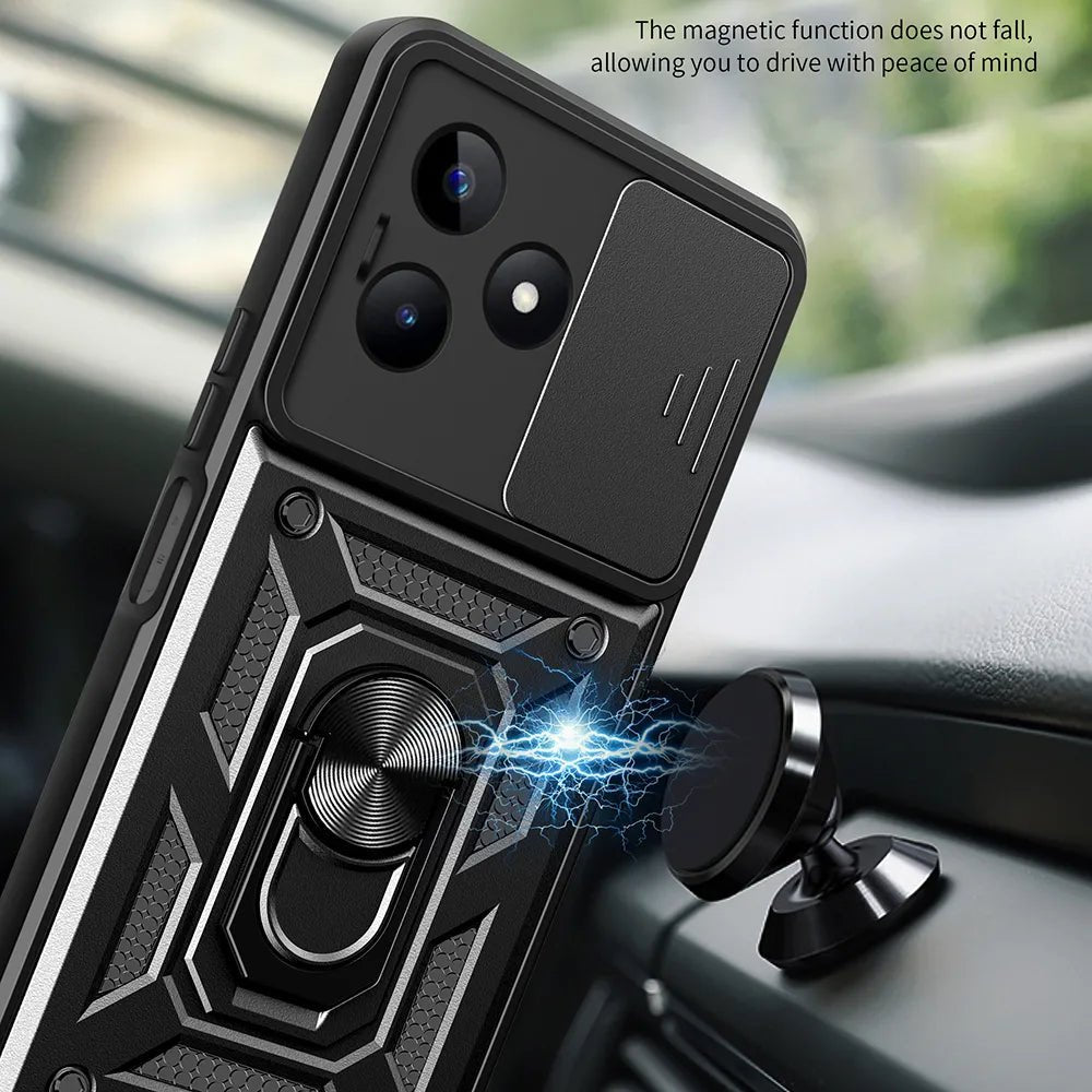 Techsuit Xiaomi Redmi Note 13 Pro+ 5G - CamShield - Σκληρή Θήκη με Προστασία Καμερών και Δαχτυλίδι Συγκράτησης - Black