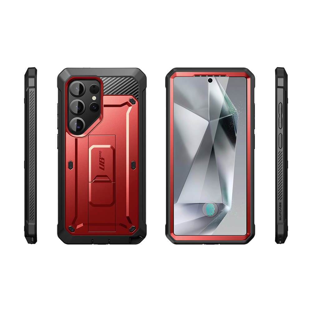 Supcase Samsung Galaxy S25 Ultra Unicorn Beetle Pro Σκληρή Θήκη με Προστασία Οθόνης και Stand - Metallic Red