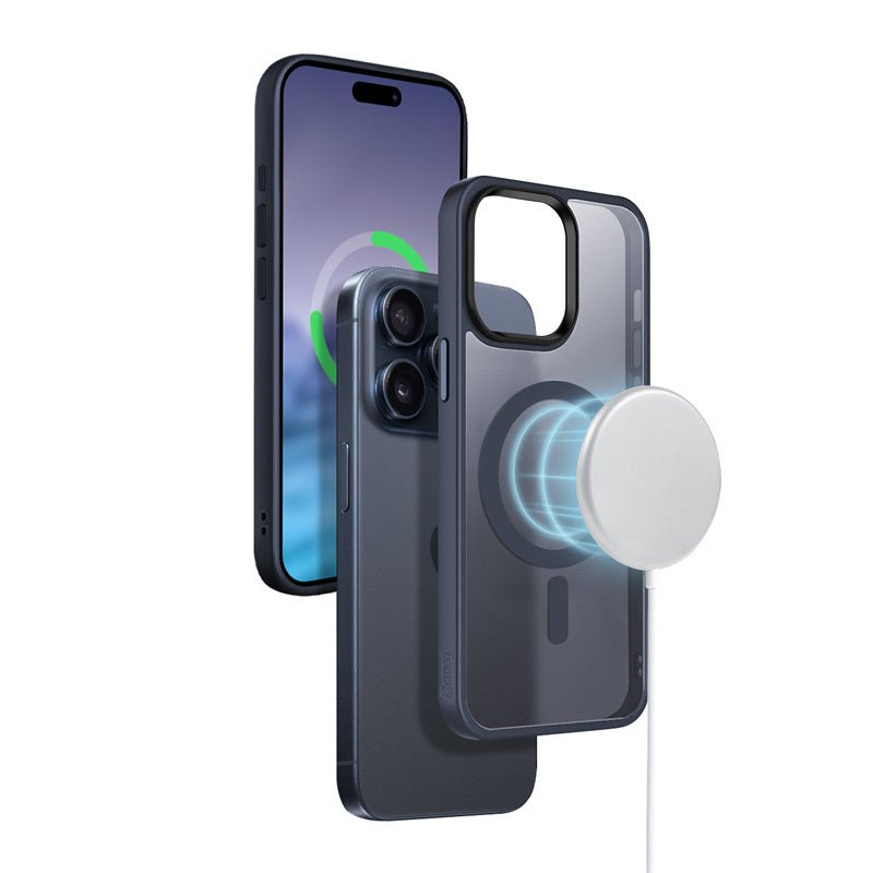 Crong iPhone 15 Pro Hybrid Frost Mag - Σκληρή Θήκη με Πλαίσιο Σιλικόνης και MagSafe - Navy Blue