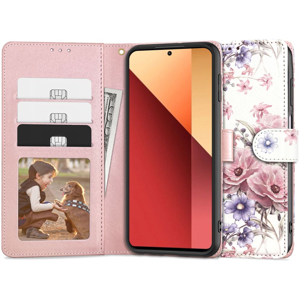 Tech - Protect Xiaomi Redmi Note 13 Pro 4G Θήκη Πορτοφόλι Stand από Δερματίνη - Blossom Flower