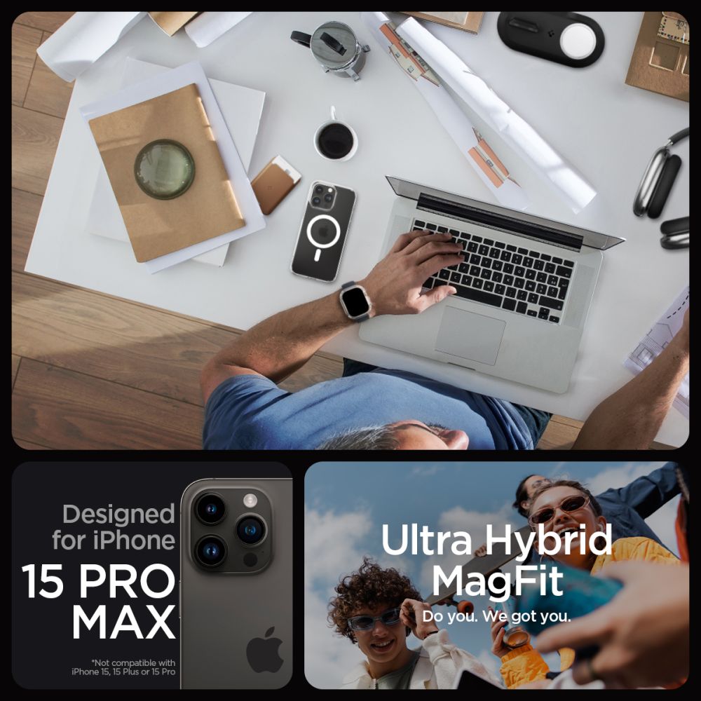 Spigen iPhone 15 Pro Max Ultra Hybrid Mag Σκληρή Θήκη με Πλαίσιο Σιλικόνης Και MagSafe - Frost Clear