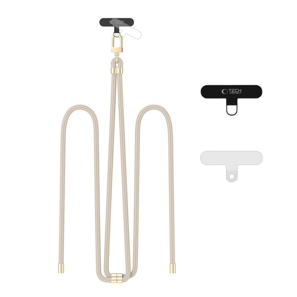 Tech - Protect C7S Rope CrossBody Strap - Universal Λουράκι για Θήκη Κινητού - Taupe / Gold