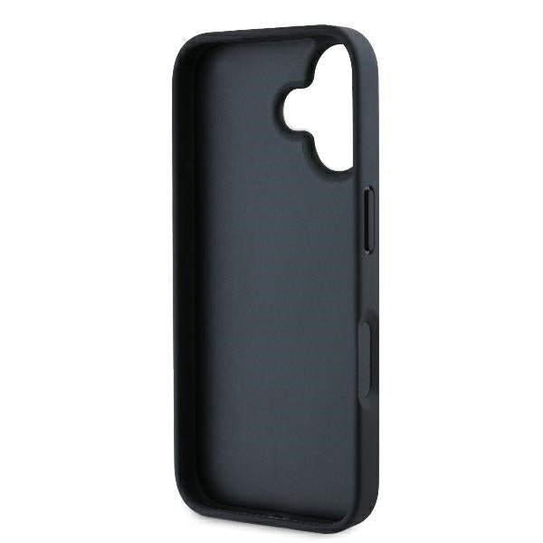 Karl Lagerfeld iPhone 16 Plus - Monogram Karl and Choupette Head Pin Σκληρή Θήκη με Επένδυση Συνθετικού Δέρματος - Black - KLHCP16MPGKLKCPK