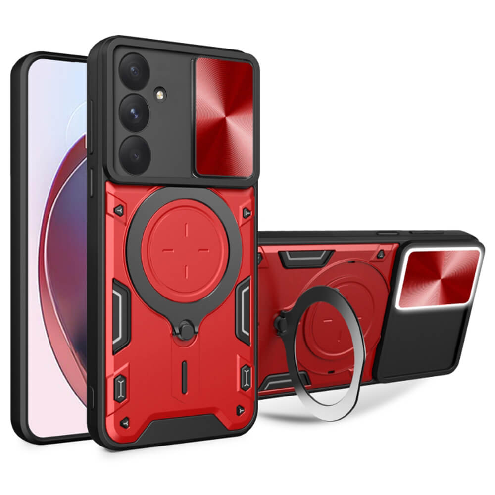 Techsuit Samsung Galaxy A35 5G - CamGuard Pro - Σκληρή Θήκη με Προστασία Καμερών και Δαχτυλίδι Συγκράτησης - Red
