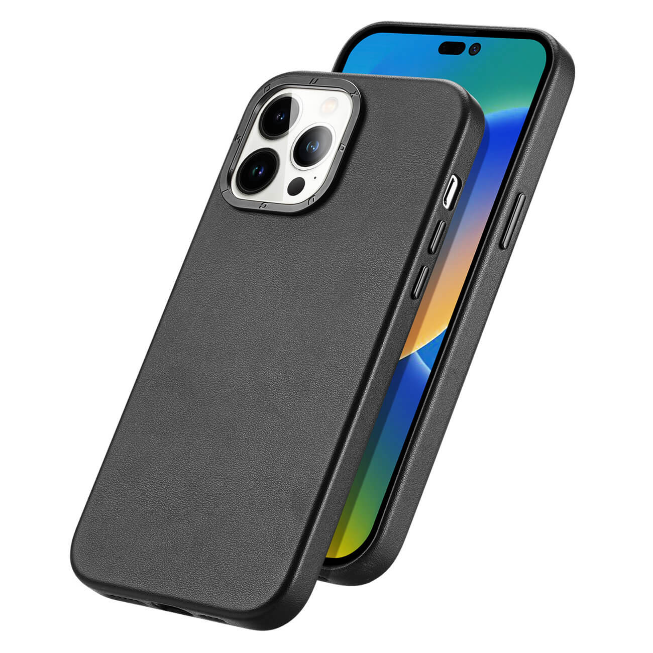 Dux Ducis iPhone 14 Pro Max Grit Leather Case Θήκη με Επένδυση Συνθετικού Δέρματος και MagSafe - Black