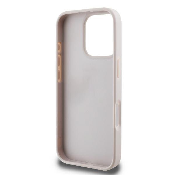 Guess iPhone 16 Pro Max - Leather 4G Triangle Strass - Θήκη με Επένδυση Συνθετικού Δέρματος - Pink - GUHCP16XP4TDPP