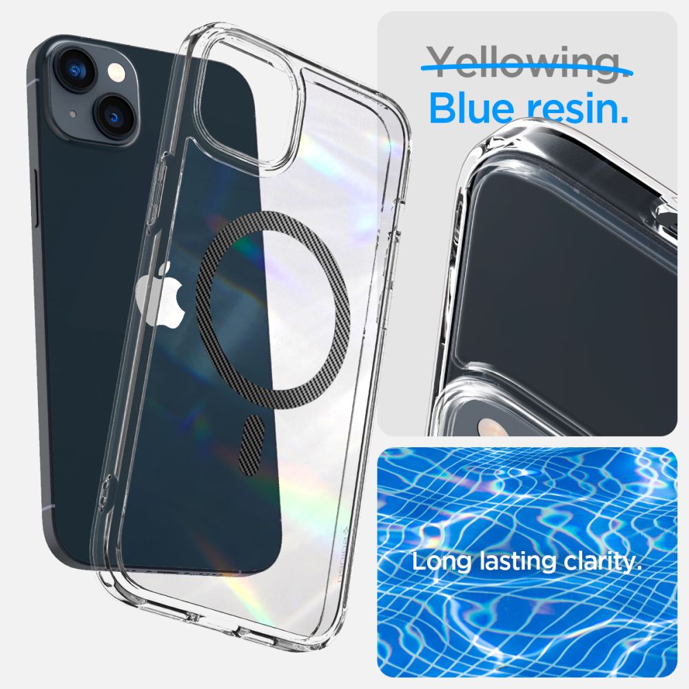 Spigen iPhone 14 Plus / iPhone 15 Plus Ultra Hybrid Mag Σκληρή Θήκη με Πλαίσιο Σιλικόνης Και MagSafe - Carbon Fiber / Διάφανη
