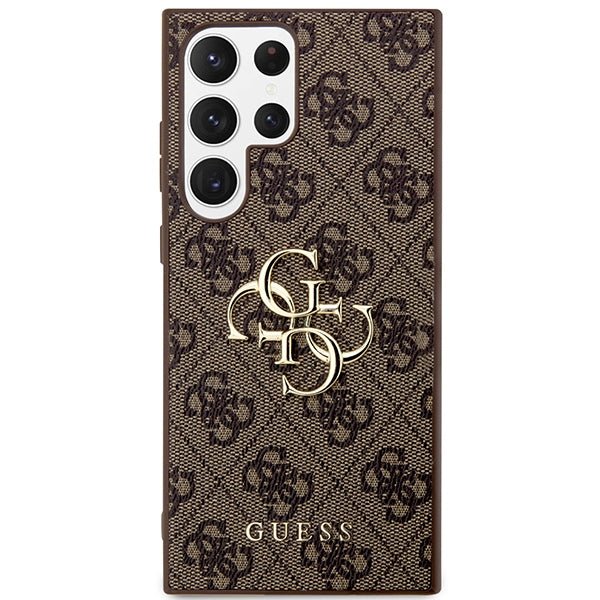 Guess Samsung Galaxy S24 Ultra - 4G Big Metal Logo Θήκη με Επένδυση Συνθετικού Δέρματος - Brown - GUHCS24L4GMGBR