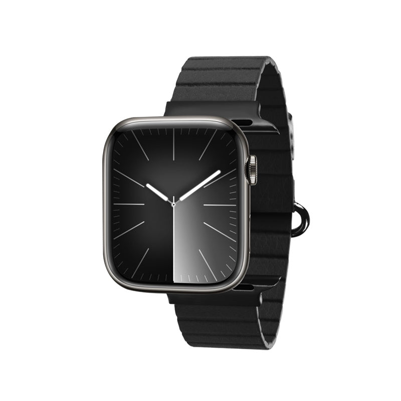 Crong Λουράκι Apple Watch 4/5/6/7/8/9/10/11 - SE (1/2/3) - ULTRA (1/2/3) - 44/45/46/49mm από Συνθετικό Δέρμα - Eclipse Magnetic - Black