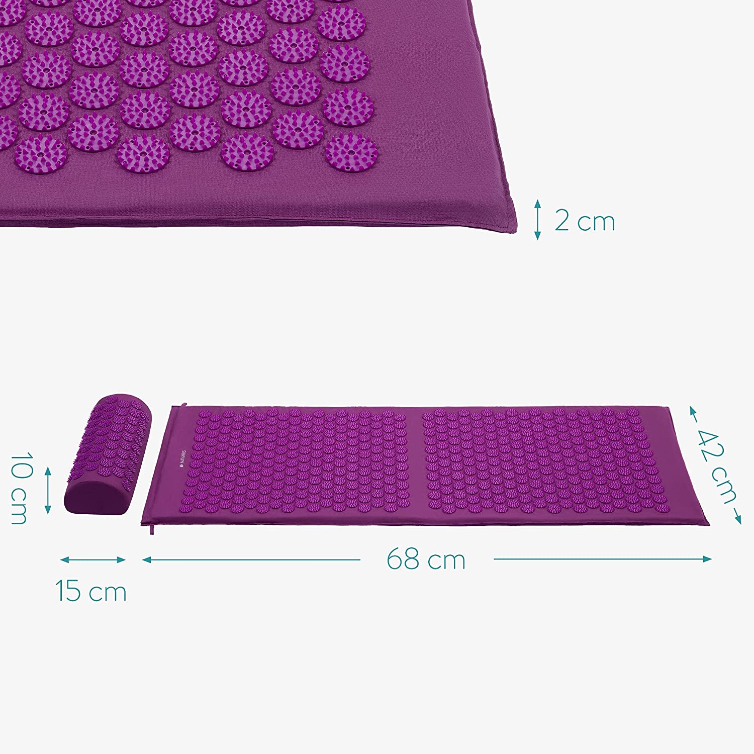 Navaris 2 - in - 1 Acupressure Mat and Pillow Set Σετ 2 σε 1 Χαλάκι και Μαξιλάρι Μασάζ - Purple - 52759.26.26