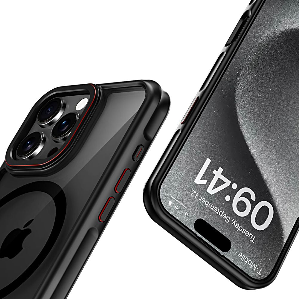 Tech - Protect iPhone 16 Pro Max MagHybrid - Σκληρή Θήκη με Πλαίσιο Σιλικόνης και MagSafe - Black Ημιδιάφανη / Red
