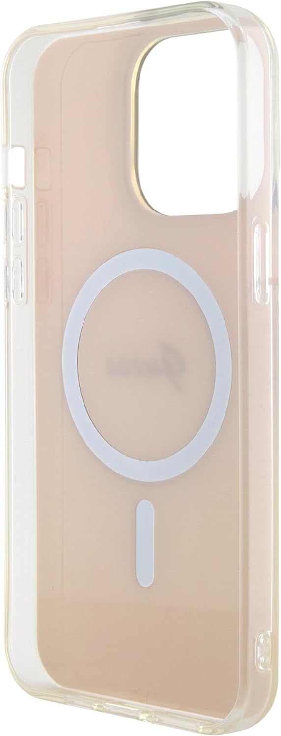 Guess iPhone 15 Pro IML Iridescent MagSafe Σκληρή Θήκη με Πλαίσιο Σιλικόνης και MagSafe - Pink - GUHMP15LHITSP