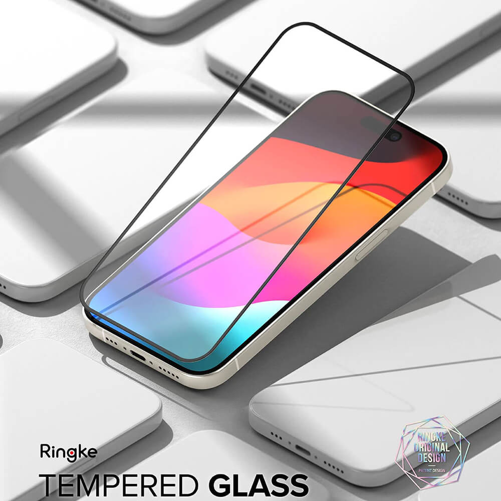 Ringke iPhone 15 Plus / 16 Plus TG Case Friendly Full Screen Tempered Glass 9H Αντιχαρακτικό Γυαλί Οθόνης - Black