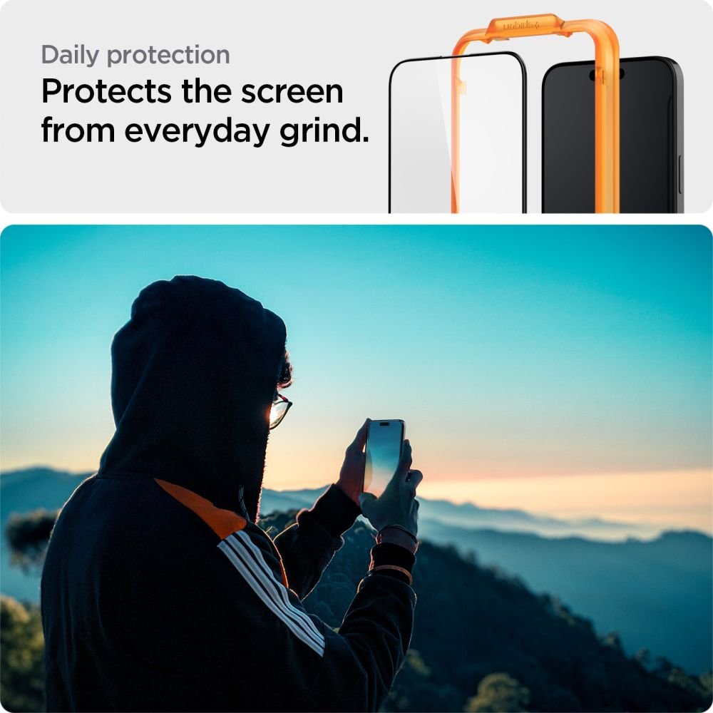 Spigen iPhone 15 Pro FC AlignMaster 2.5D Full Screen Case Friendly Tempered Glass Αντιχαρακτικό Γυαλί Οθόνης 9H - 2 Τεμάχια - Black