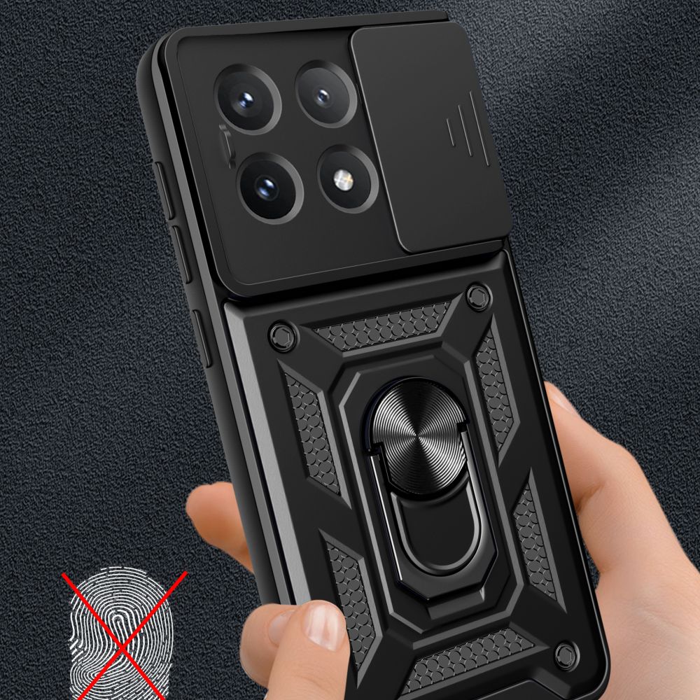 Tech - Protect Xiaomi Poco X6 Pro 5G Camshield Pro Σκληρή Θήκη με Πλαίσιο Σιλικόνης και Δαχτυλίδι Συγκράτησης - Black