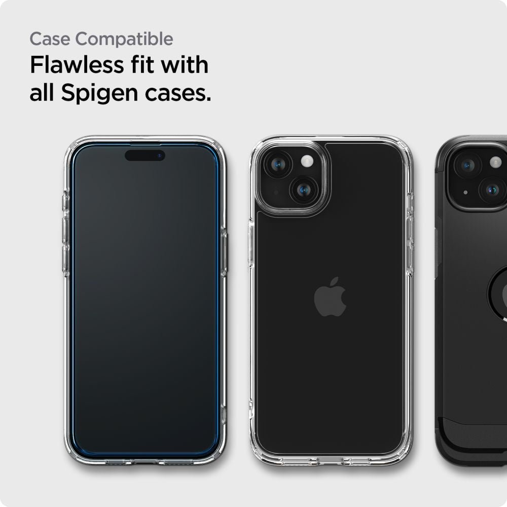 Spigen iPhone 15 Plus FC AlignMaster 2.5D Full Screen Case Friendly Tempered Glass Αντιχαρακτικό Γυαλί Οθόνης 9H - 2 Τεμάχια - Black