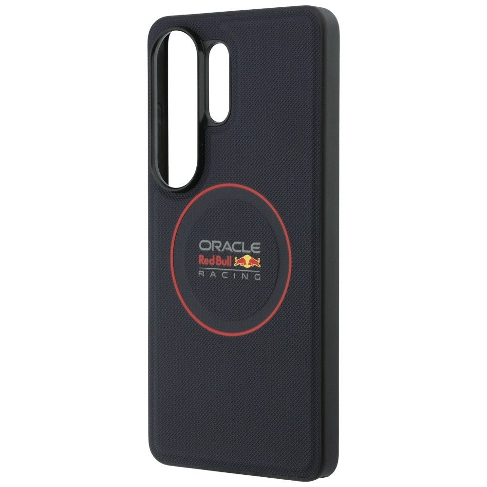 Red Bull Samsung Galaxy S26 Ultra - Σκληρή Θήκη με Επένδυση Συνθετικού Δέρματος και Πλαίσιο Σιλικόνης - Meshed Red Ring - Navy Blue