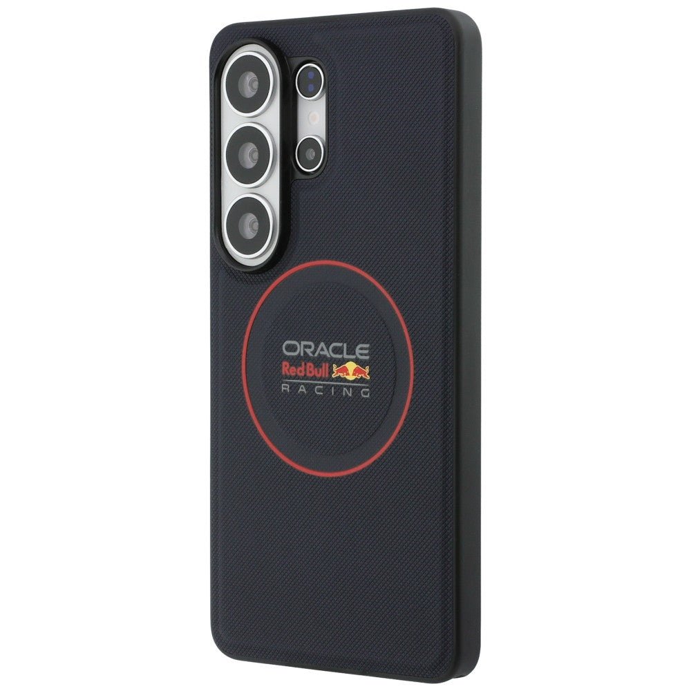 Red Bull Samsung Galaxy S26 Ultra - Σκληρή Θήκη με Επένδυση Συνθετικού Δέρματος και Πλαίσιο Σιλικόνης - Meshed Red Ring - Navy Blue