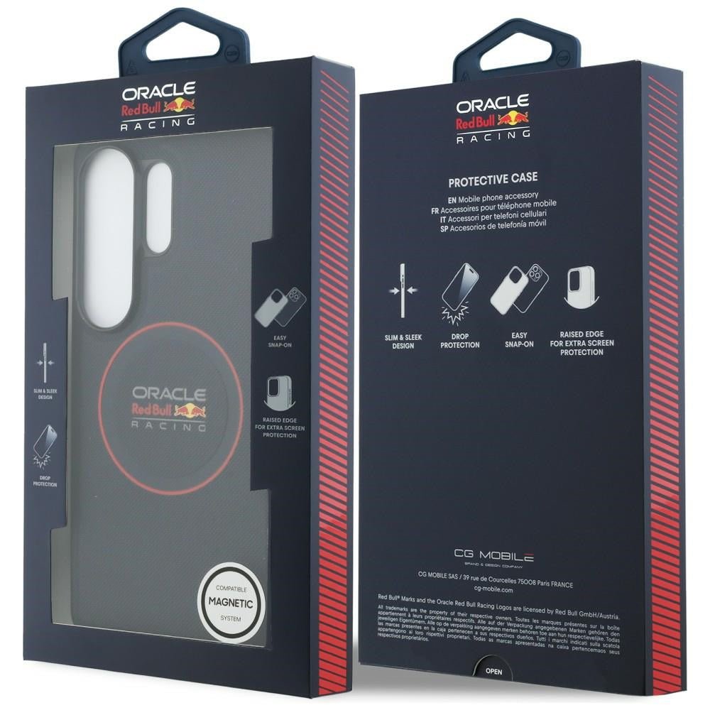 Red Bull Samsung Galaxy S26 Ultra - Σκληρή Θήκη με Επένδυση Συνθετικού Δέρματος και Πλαίσιο Σιλικόνης - Meshed Red Ring - Navy Blue