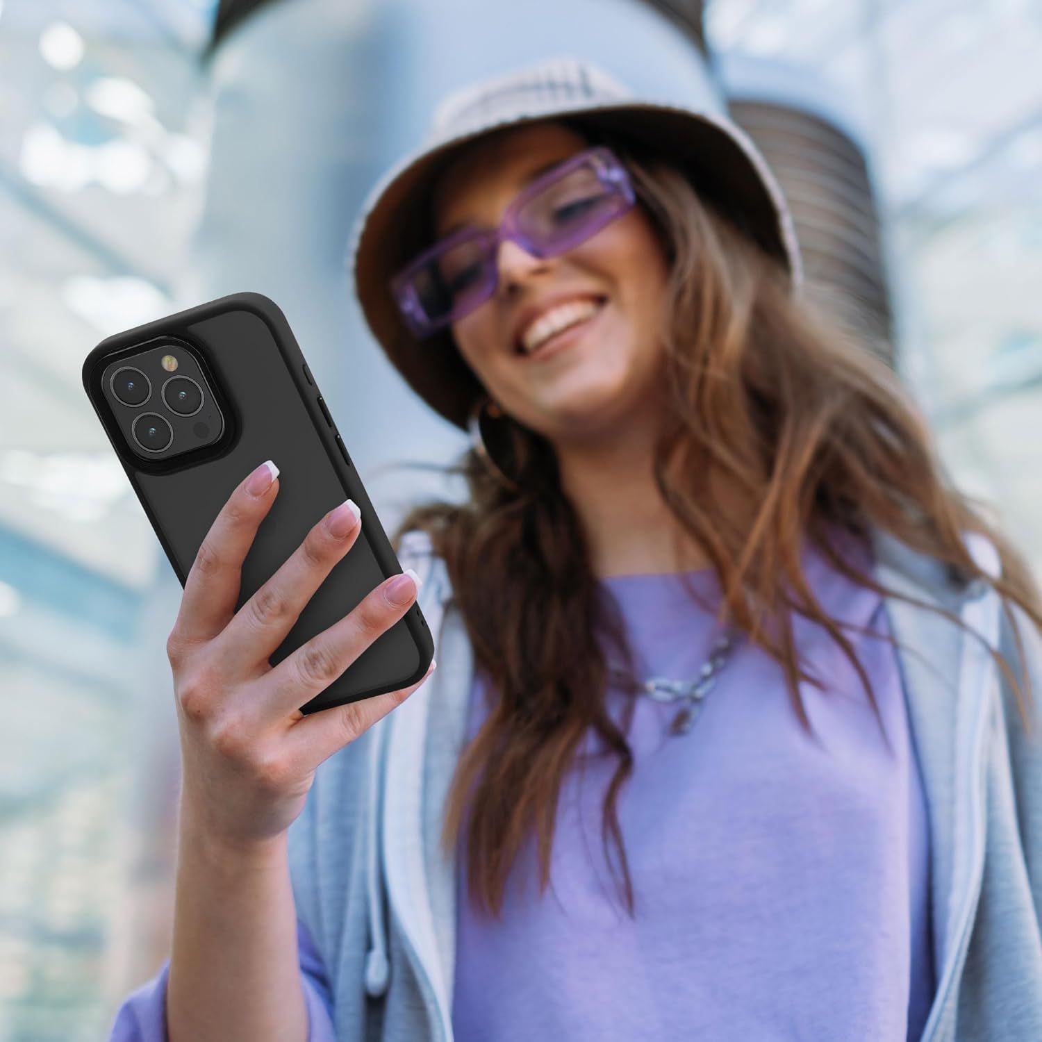Kalibri iPhone 15 Pro Σκληρή Θήκη με Πλαίσιο Σιλικόνης - Matte Black / Ημιδιάφανη - KLB000022NM001C