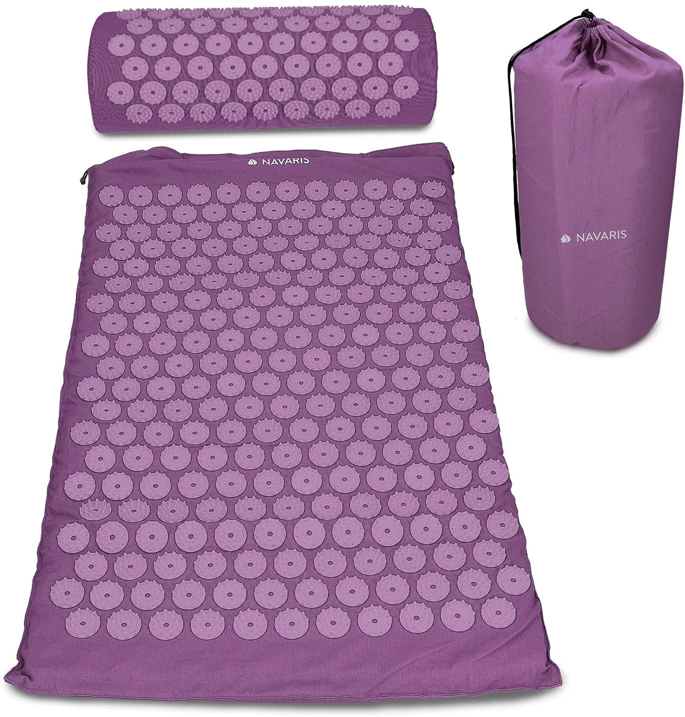Navaris 2 - in - 1 Acupressure Mat and Pillow Set Σετ 2 σε 1 Χαλάκι και Μαξιλάρι Μασάζ - Berry - 43899.26