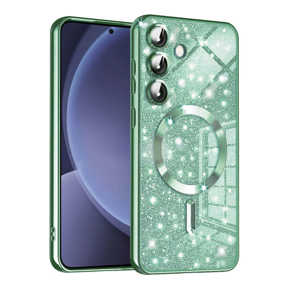 Techsuit Samsung Galaxy S25 - Luxury Glitter MagSafe - Θήκη Σιλικόνης - Light Green