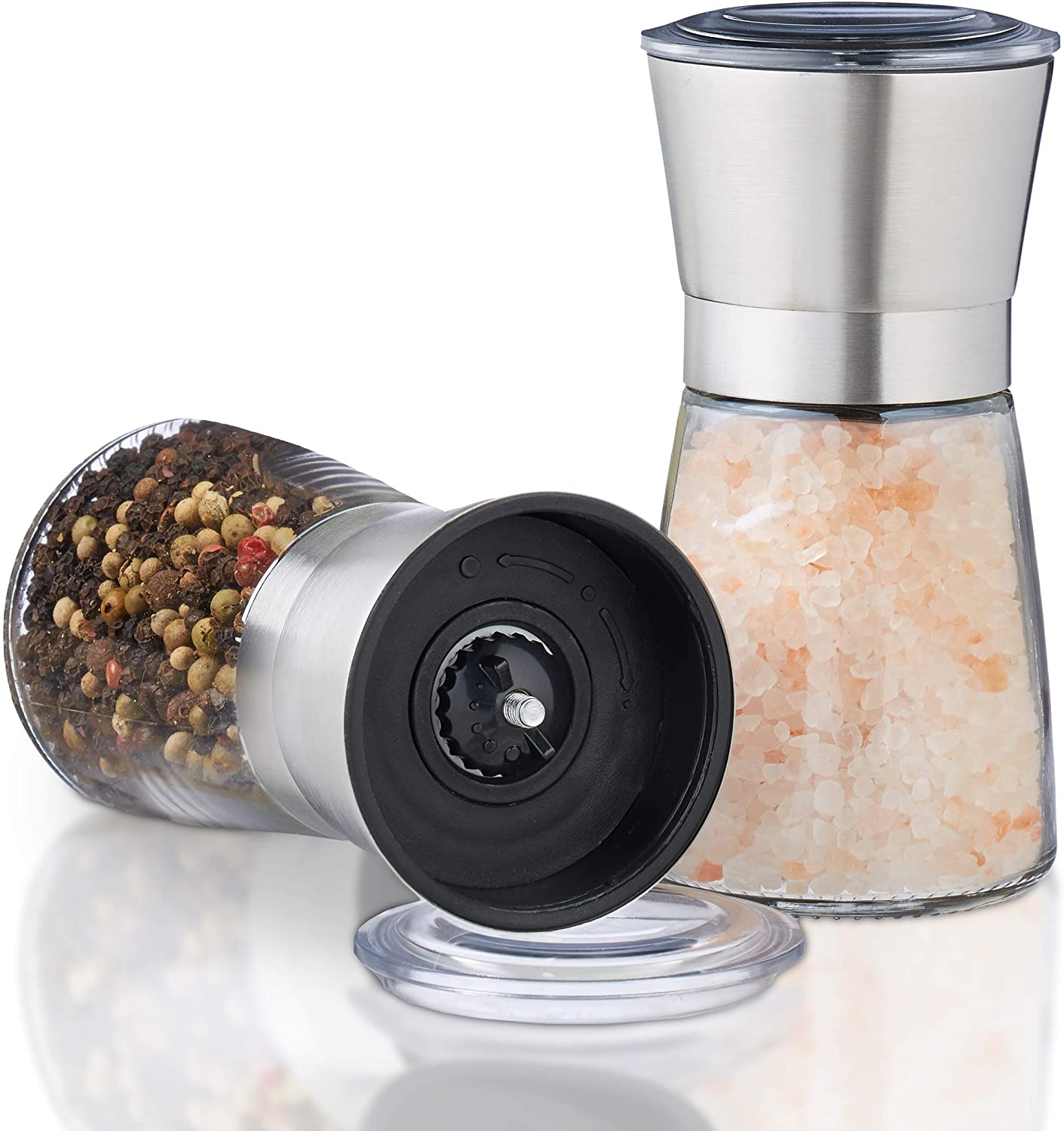 Relaxdays Σετ 2 Χειροκίνητοι Μύλοι Πιπεριού από Ανοξείδωτο Ατσάλι - Silver - 4052025232788