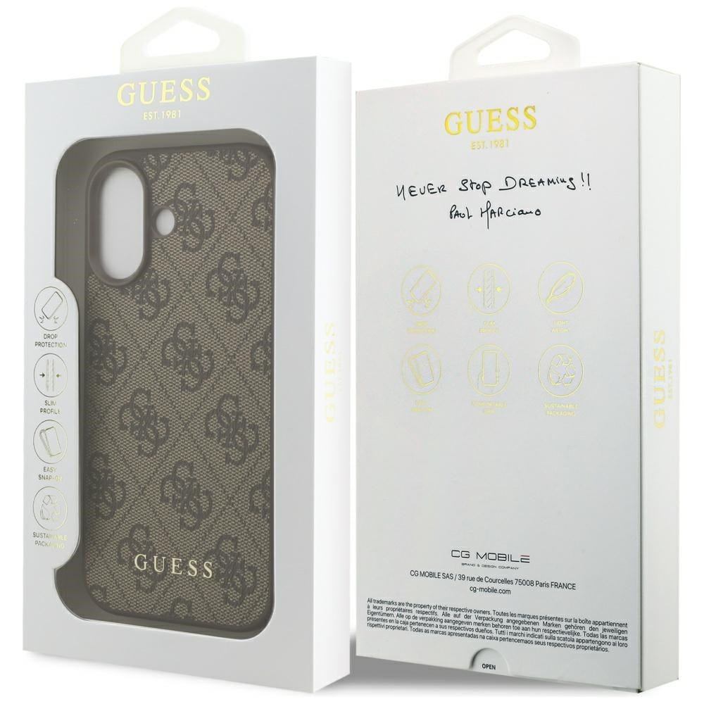 Guess iPhone 17 - 4G Classic - Σκληρή Θήκη με Πλαίσιο Σιλικόνης και Επένδυση Συνθετικού Δέρματος - Brown - GUHCP17SG4GFBR