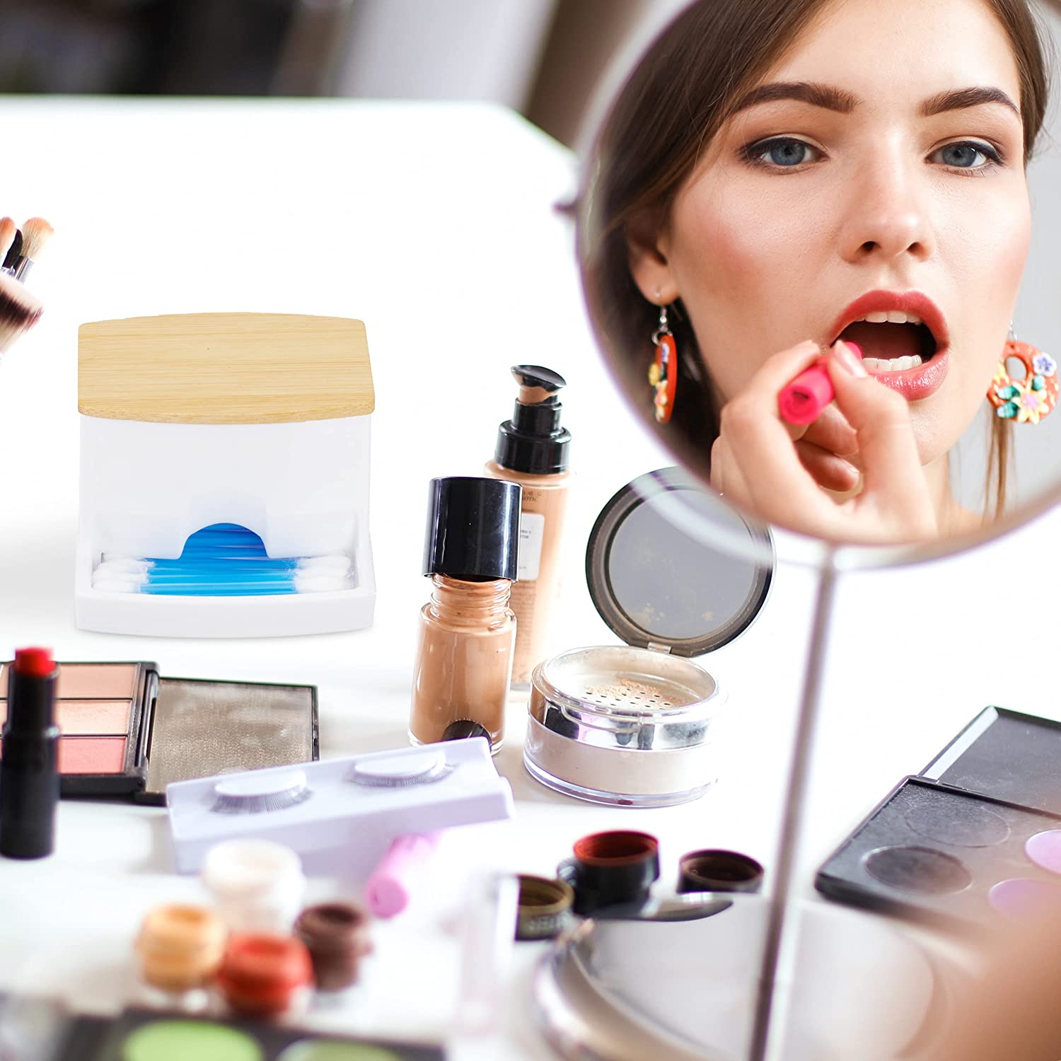 Relaxdays Ακρυλικό Κουτί Αποθήκευσης για Μπατονέτες - White / Natural - 4052025905965