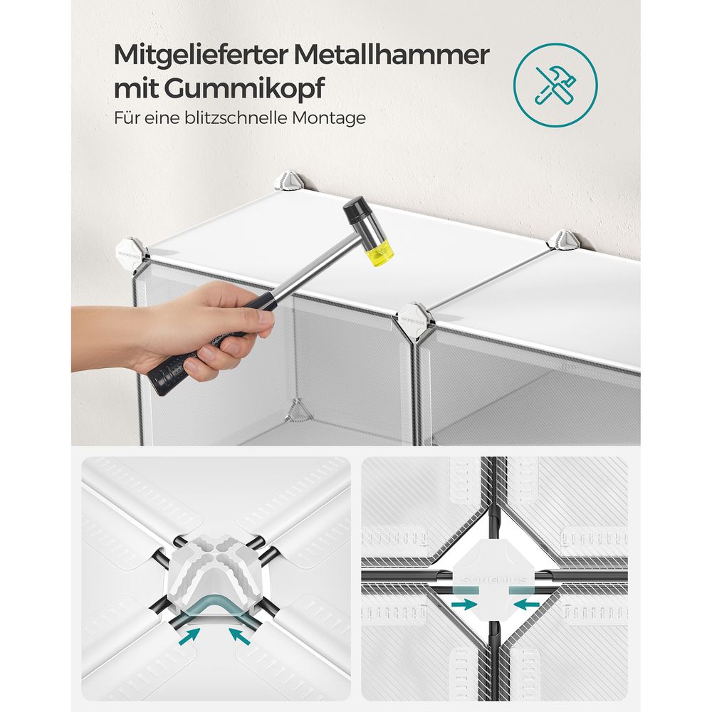 Songmics Πλαστική Παπουτσοθήκη με 8 Ράφια - White - LPC034YCWZ02