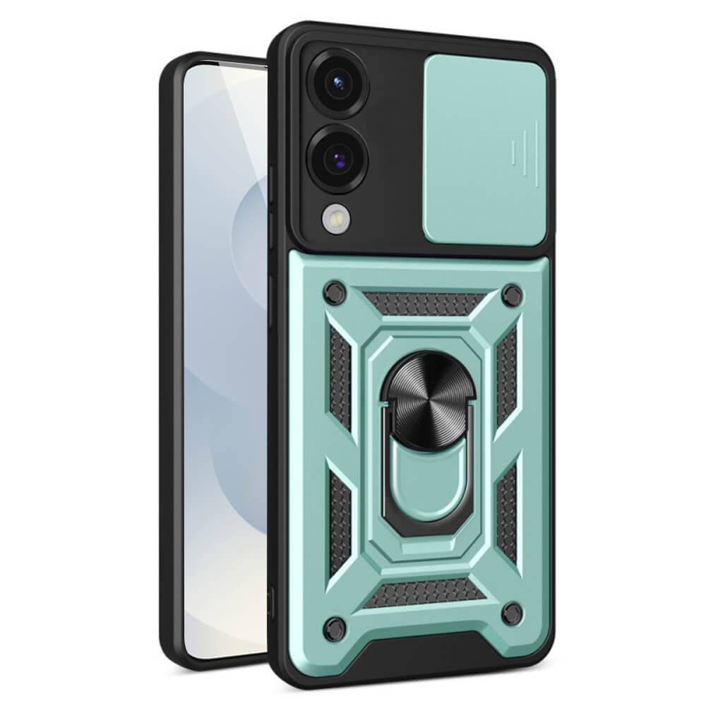 Techsuit Samsung Galaxy S25 Edge - CamShield - Σκληρή Θήκη με Προστασία Καμερών και Δαχτυλίδι Συγκράτησης - Green