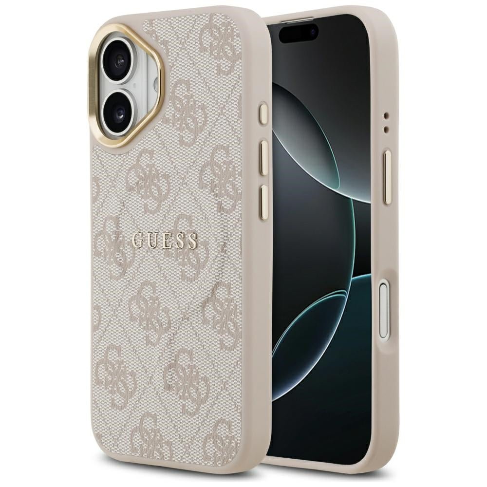 Guess iPhone 17 - 4G PU Classic Logo MagSafe - Σκληρή Θήκη με Πλαίσιο Σιλικόνης και Επένδυση Οικολογικού Δέρματος - Pink - GUHMP17SP4MSEGCP