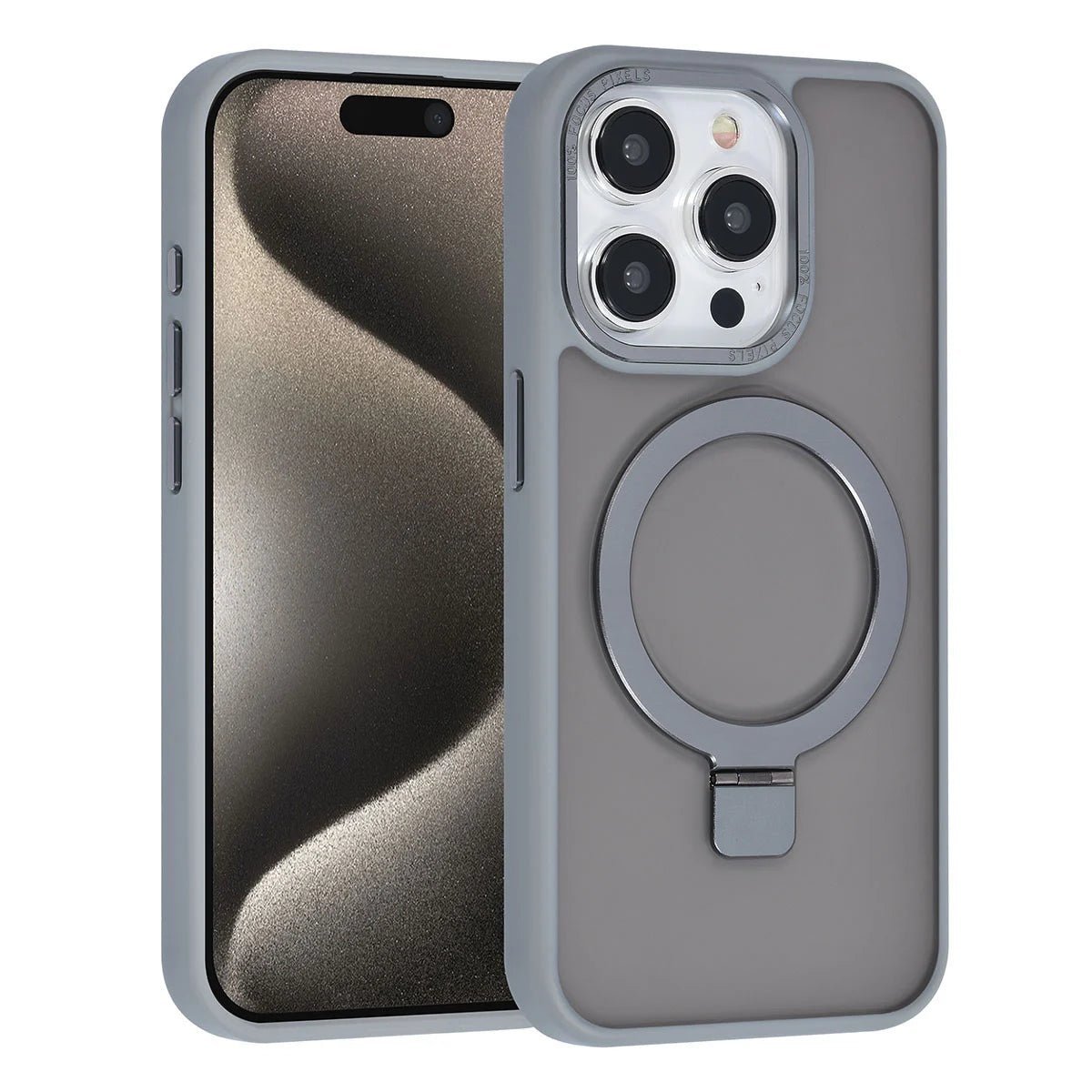 Tuniq iPhone 15 Pro - MagSafe Σκληρή Θήκη με Δαχτυλίδι Συγκράτησης - Grey